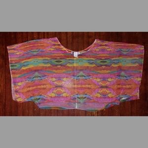 Body Central sheer rainbow batwing crop top